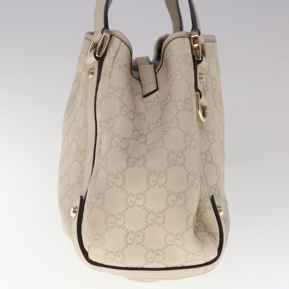 GUCCI GG Canvas Guccissima Abbey Shoulder Bag White 130736 Auth am5688