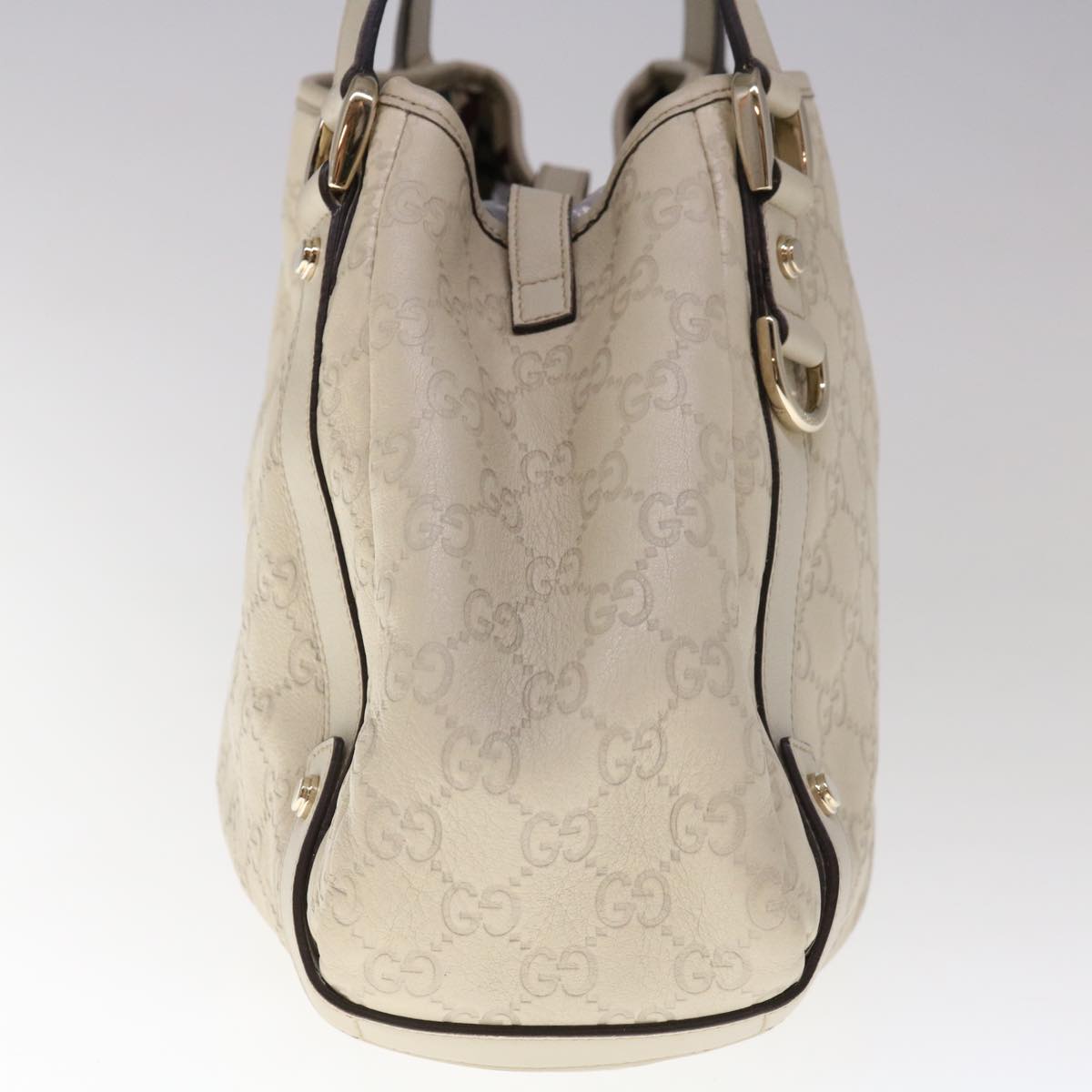 GUCCI GG Canvas Guccissima Abbey Shoulder Bag White 130736 Auth am5688