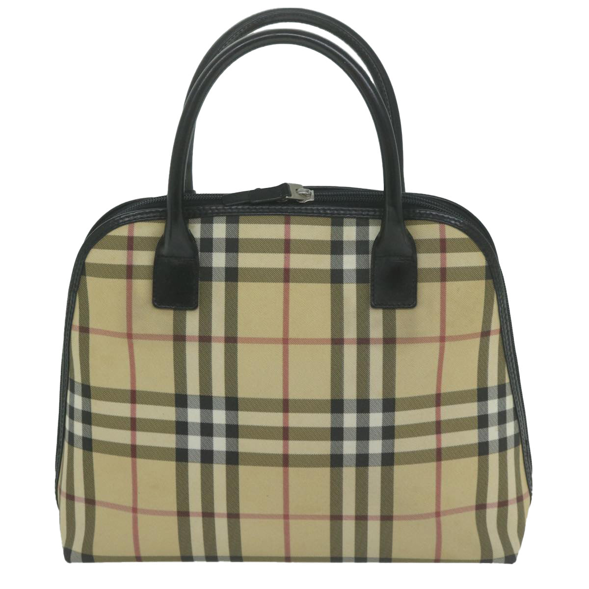 BURBERRY Nova Check Hand Bag Coated Canvas 2way Beige Auth am5694