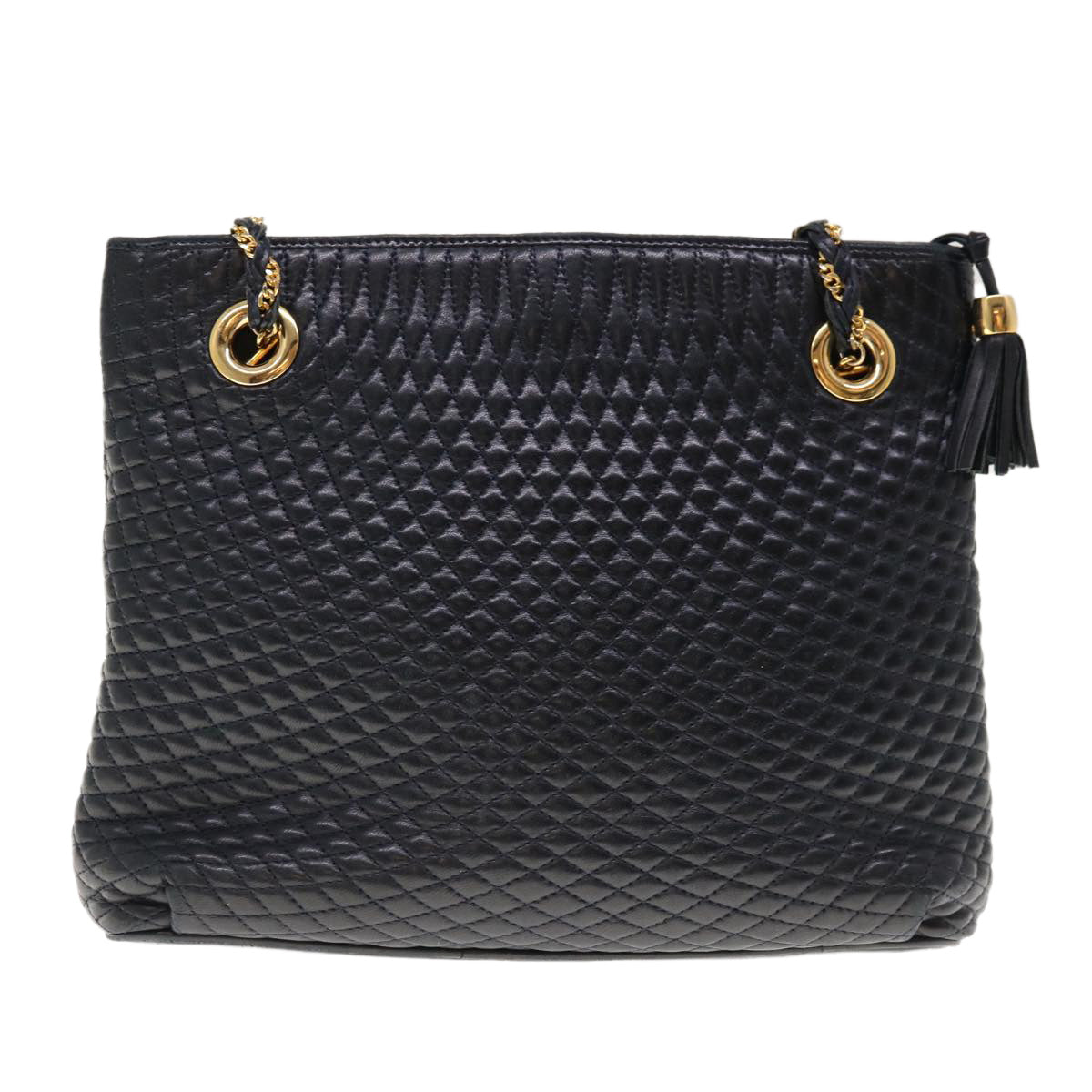 BALLY Quilted Chain Shoulder Bag Leather Black Auth am5699 - 0