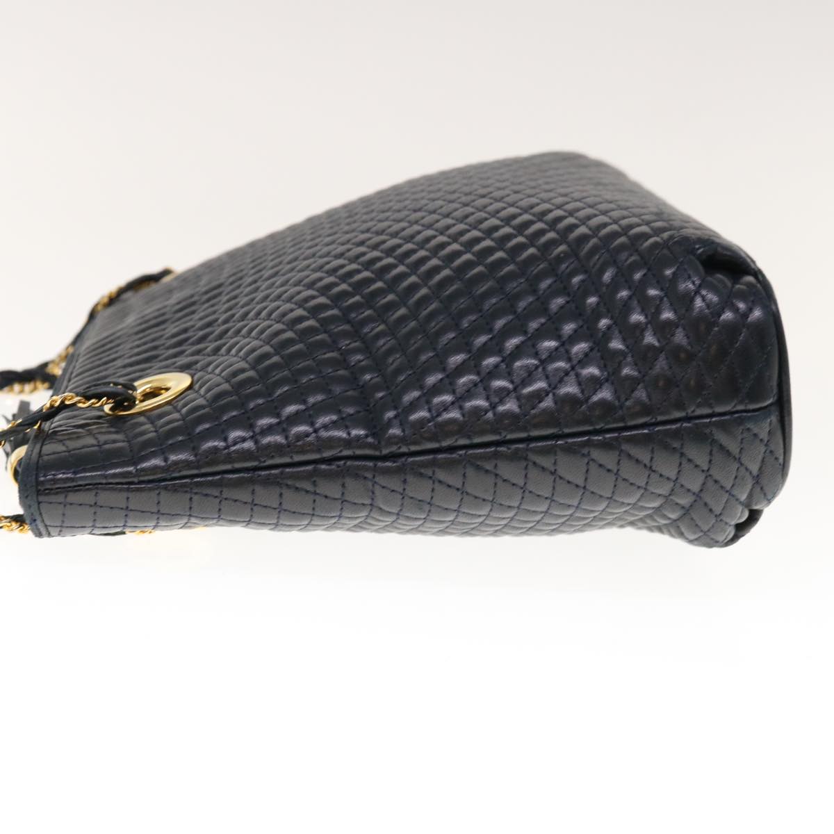 BALLY Quilted Chain Shoulder Bag Leather Black Auth am5699