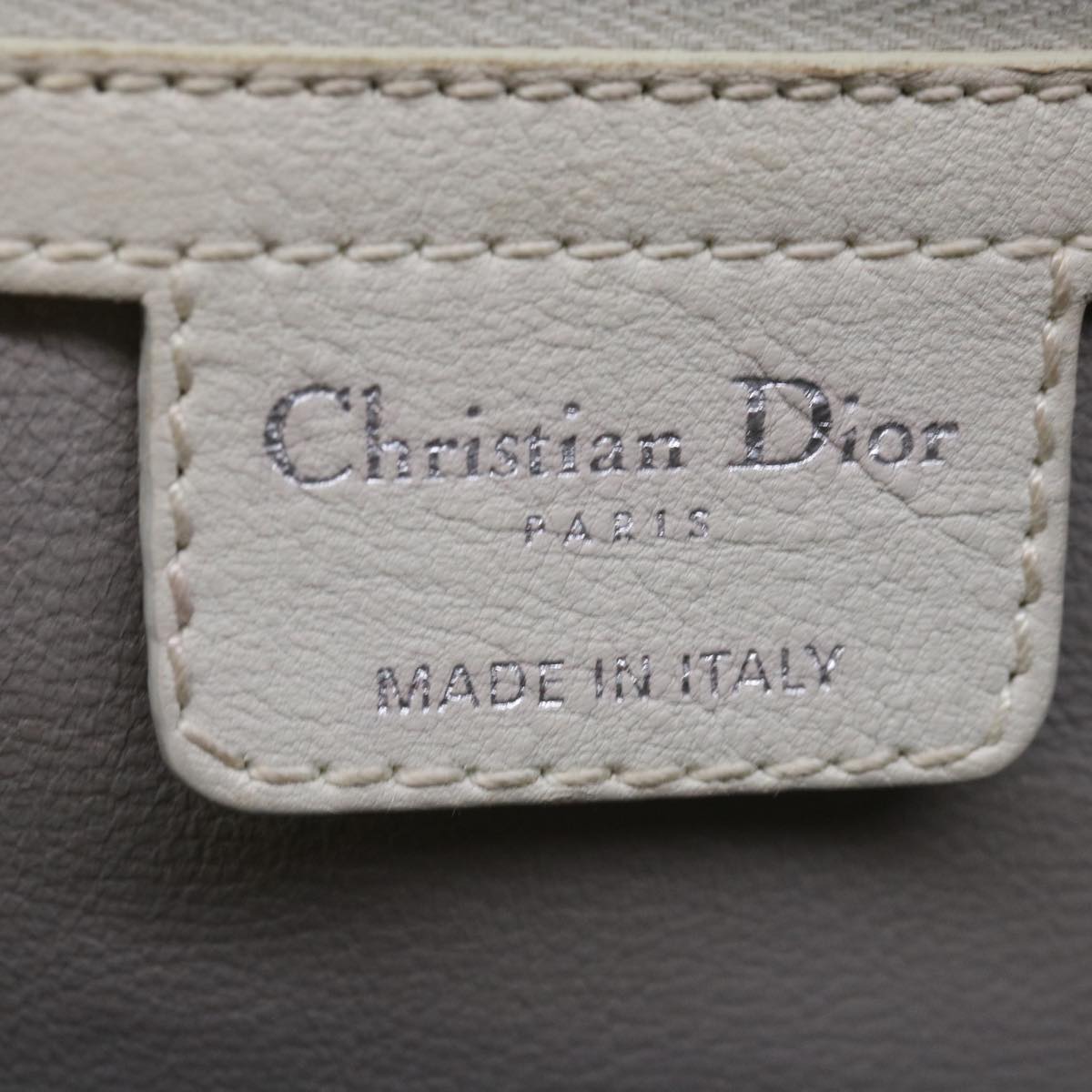 Christian Dior Tote Bag Leather White Auth am5702