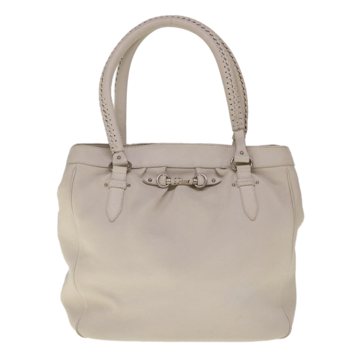 Christian Dior Tote Bag Leather White Auth am5702 - 0