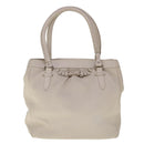 Christian Dior Tote Bag Leather White Auth am5702-2