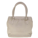 Christian Dior Tote Bag Leather White Auth am5702-3
