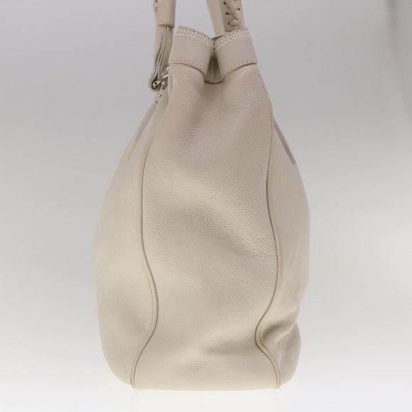 Christian Dior Tote Bag Leather White Auth am5702