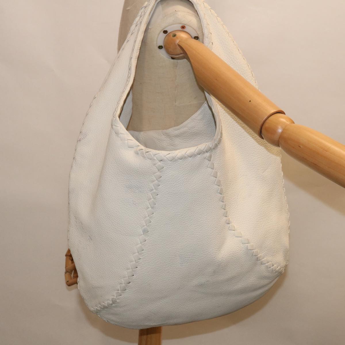 BOTTEGAVENETA INTRECCIATO Hobo Shoulder Bag Leather White Auth am5711