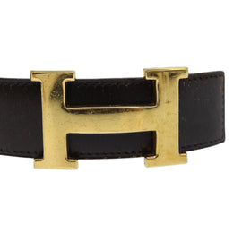 HERMES Constance Belt Leather 35.4"""" Dark Brown Auth am5720 - 0