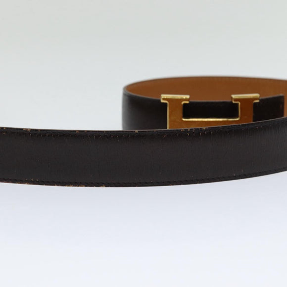 HERMES Constance Belt Leather 35.4"""" Dark Brown Auth am5720