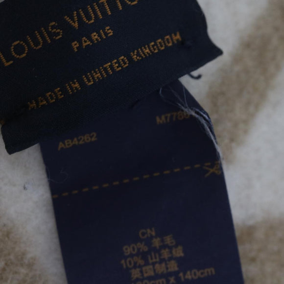 LOUIS VUITTON Pred LV Checkmate Blanket Wool Beige M77861 LV Auth am5723