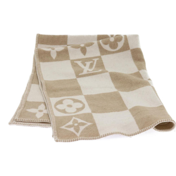 LOUIS VUITTON Pred LV Checkmate Blanket Wool Beige M77861 LV Auth am5723