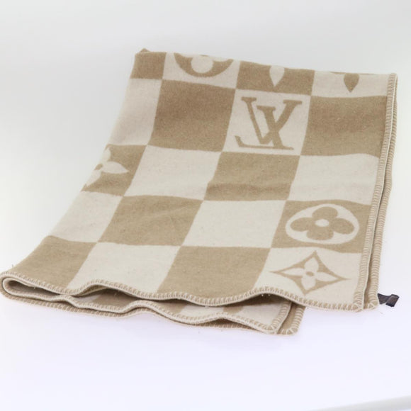 LOUIS VUITTON Pred LV Checkmate Blanket Wool Beige M77861 LV Auth am5723