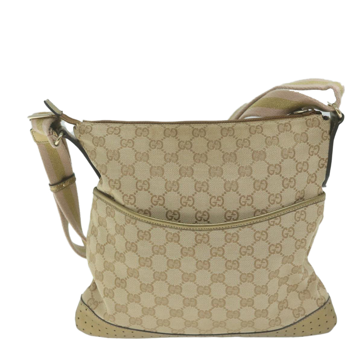 GUCCI GG Canvas Sherry Line Shoulder Bag Gold Beige pink 145857 Auth am5740 - 0