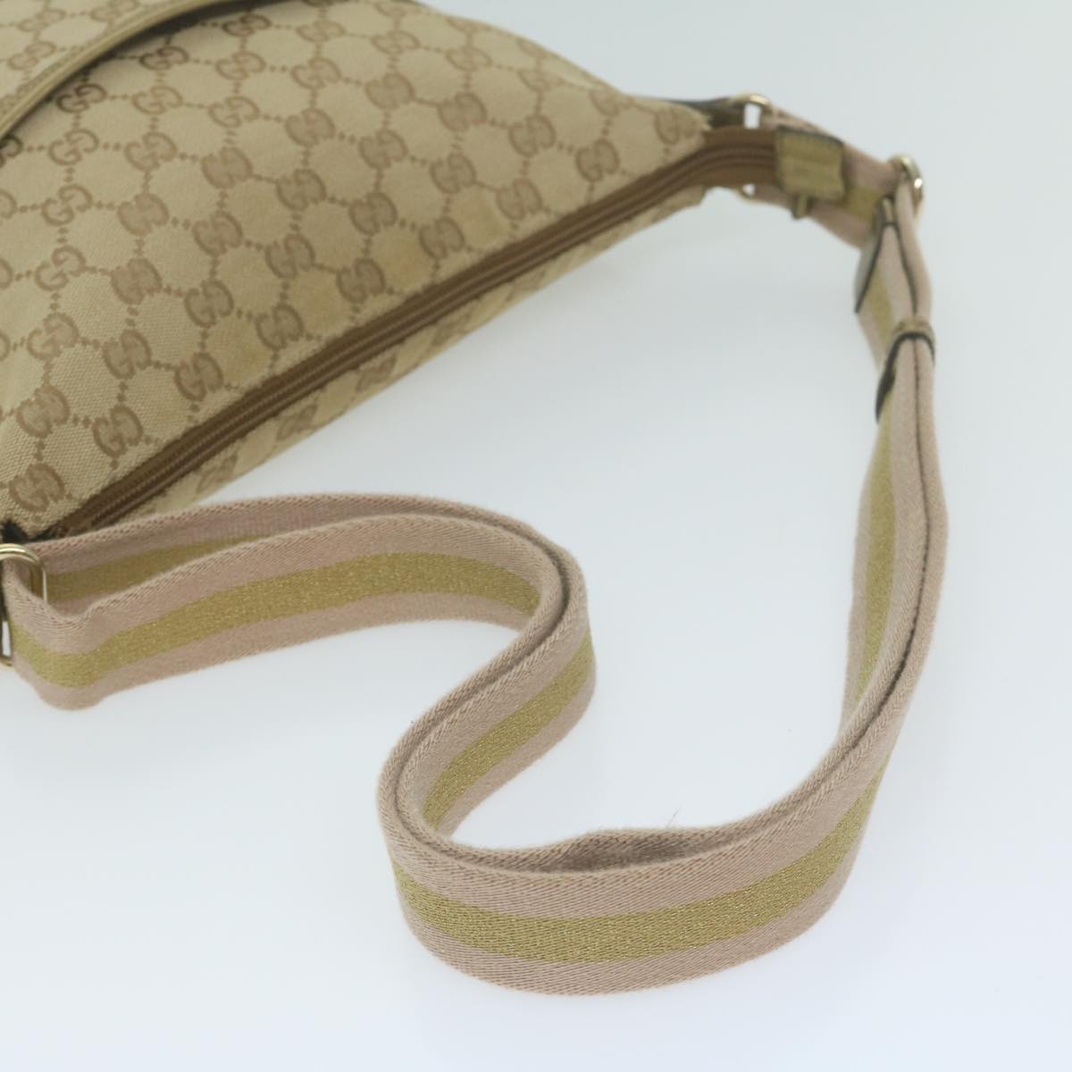 GUCCI GG Canvas Sherry Line Shoulder Bag Gold Beige pink 145857 Auth am5740