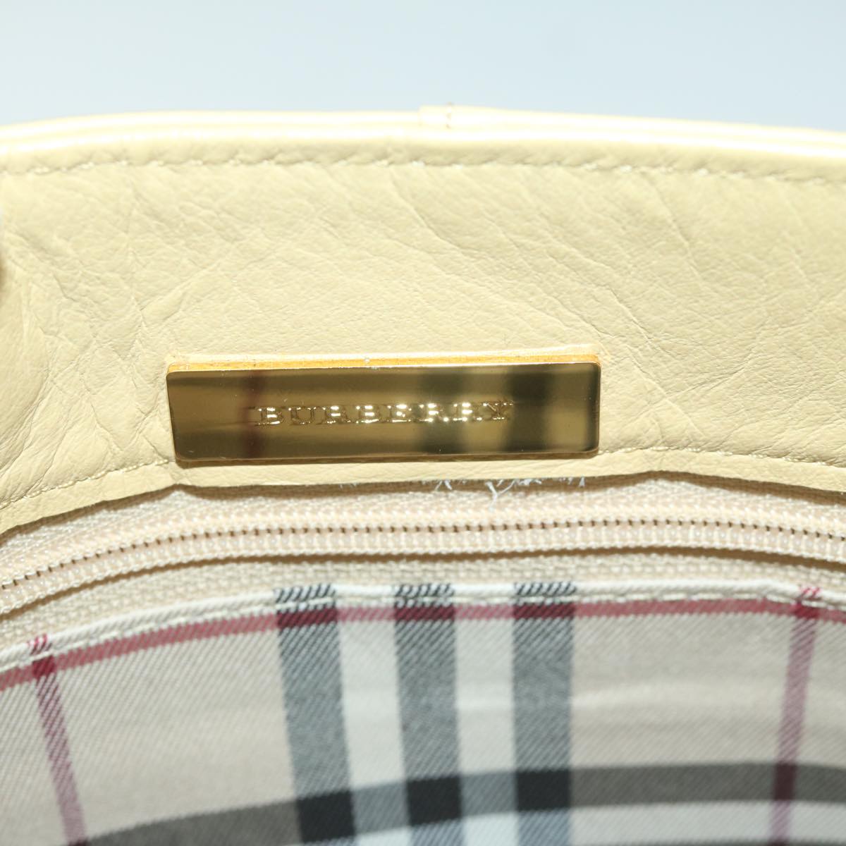 BURBERRY Hand Bag Leather Beige Auth am5741