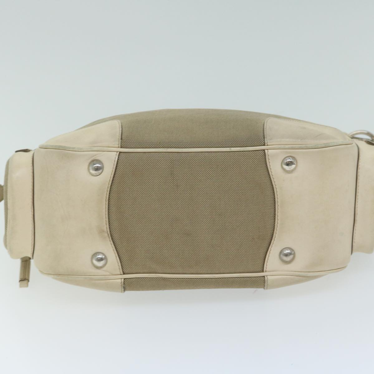 PRADA Shoulder Bag Canvas Beige Auth am5742