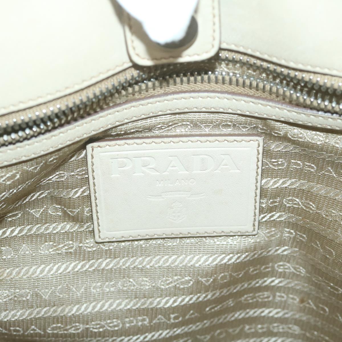 PRADA Shoulder Bag Canvas Beige Auth am5742