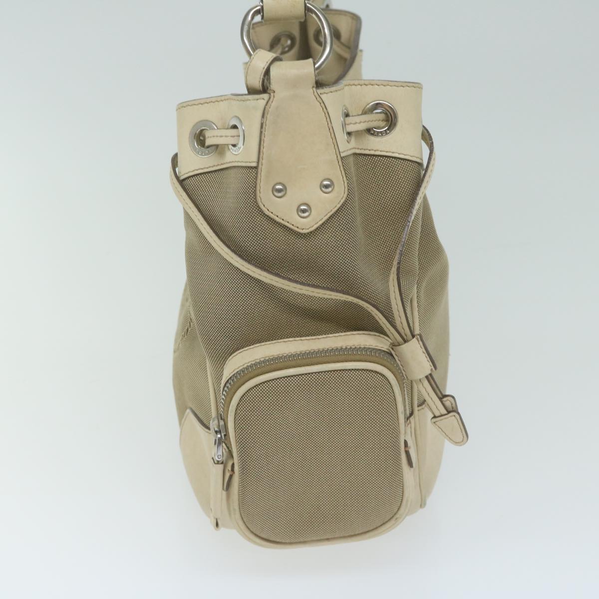 PRADA Shoulder Bag Canvas Beige Auth am5742