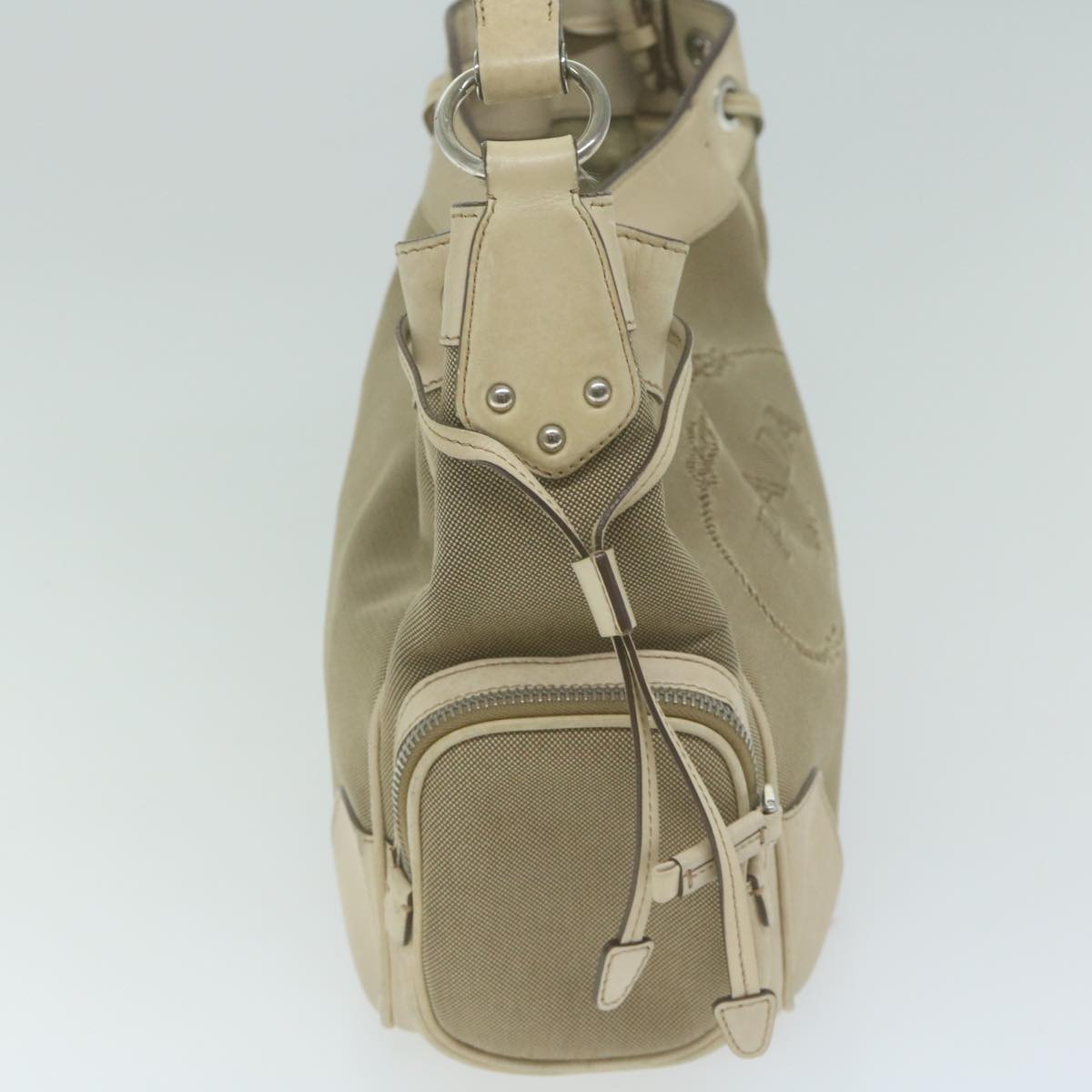 PRADA Shoulder Bag Canvas Beige Auth am5742