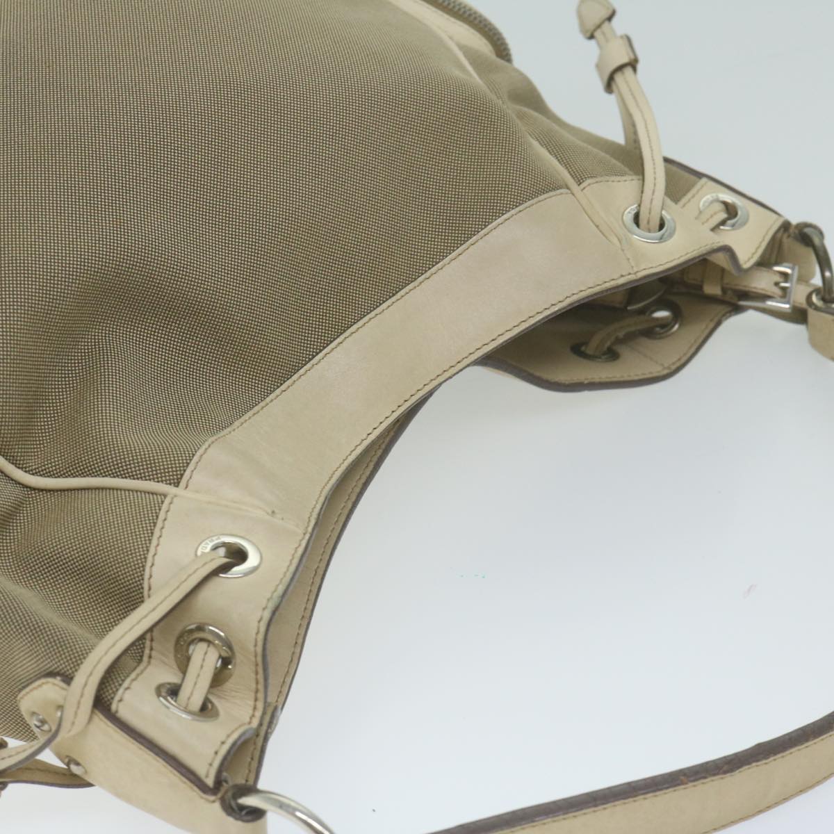 PRADA Shoulder Bag Canvas Beige Auth am5742