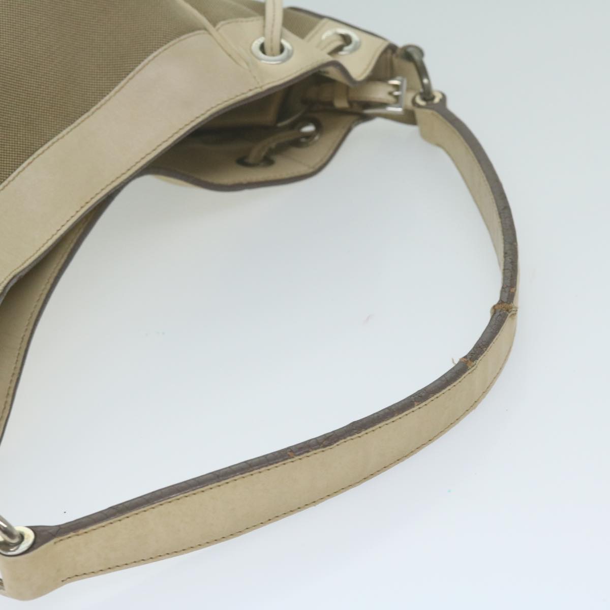 PRADA Shoulder Bag Canvas Beige Auth am5742