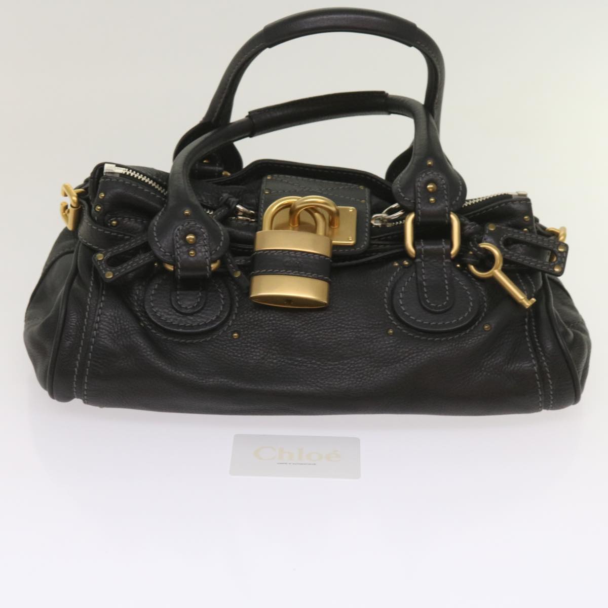 Chloe Paddington Shoulder Bag Leather Black 03 09 51 5276 Auth am5750