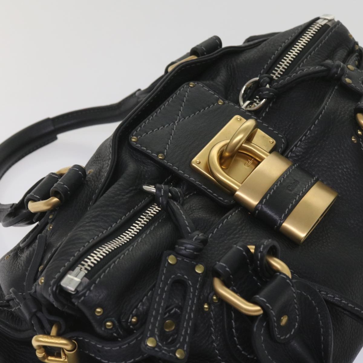 Chloe Paddington Shoulder Bag Leather Black 03 09 51 5276 Auth am5750