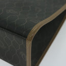 Christian Dior Honeycomb Canvas Hand Bag PVC Leather Black Auth am5756-15