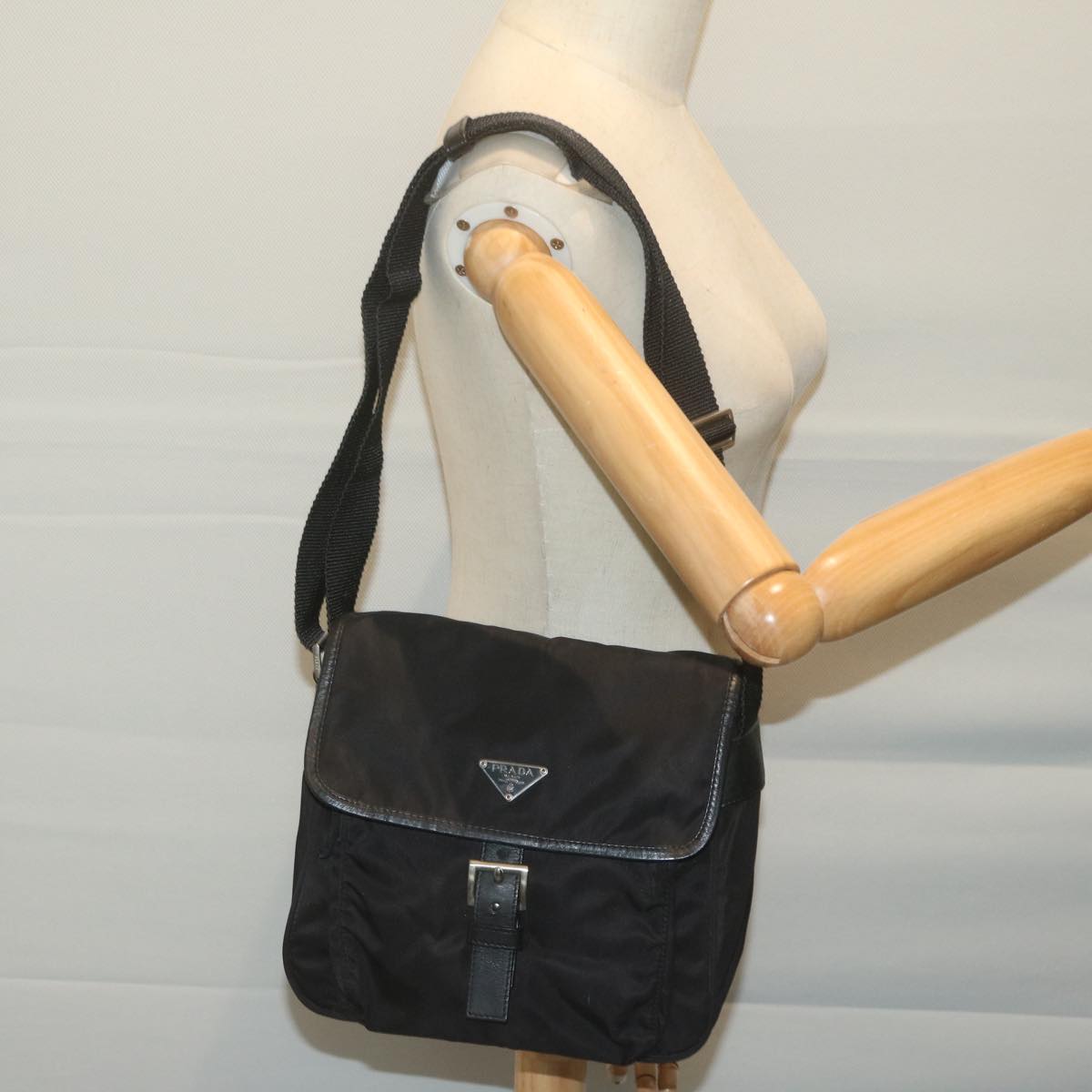 PRADA Shoulder Bag Nylon Black Auth am5761