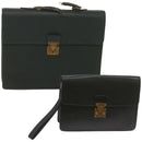 LOUIS VUITTON Taiga Leather Clutch Bag Hand Bag 2 Set Green LV Auth am5763-1