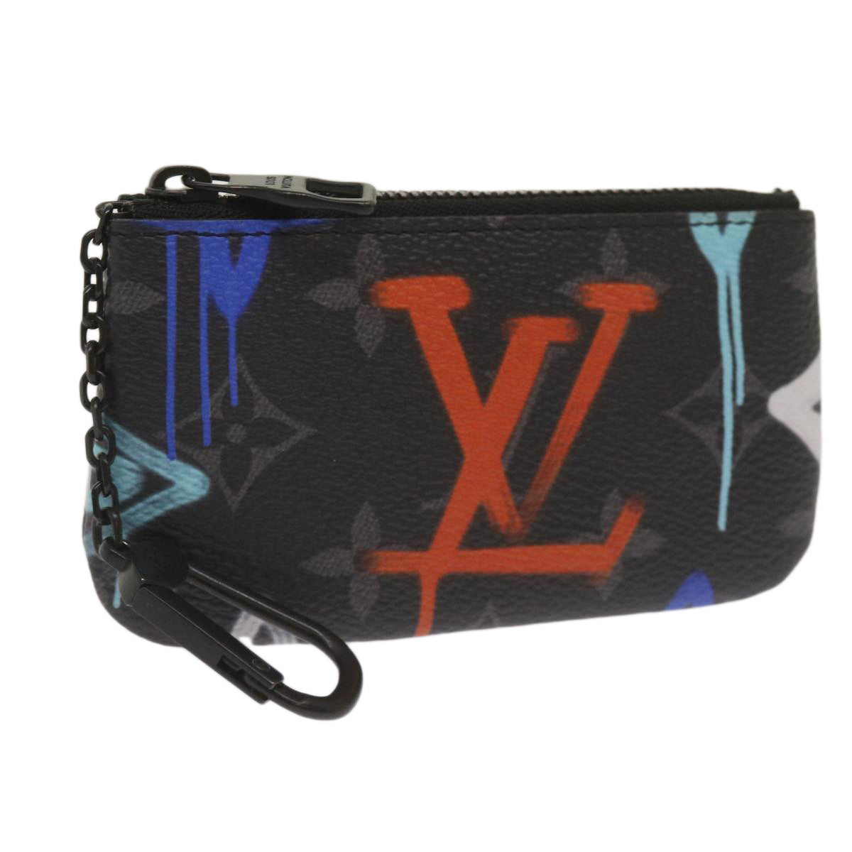 LOUIS VUITTON Monogram Eclipse Multicolor Pochette Cles Purse M81795 Auth am5769