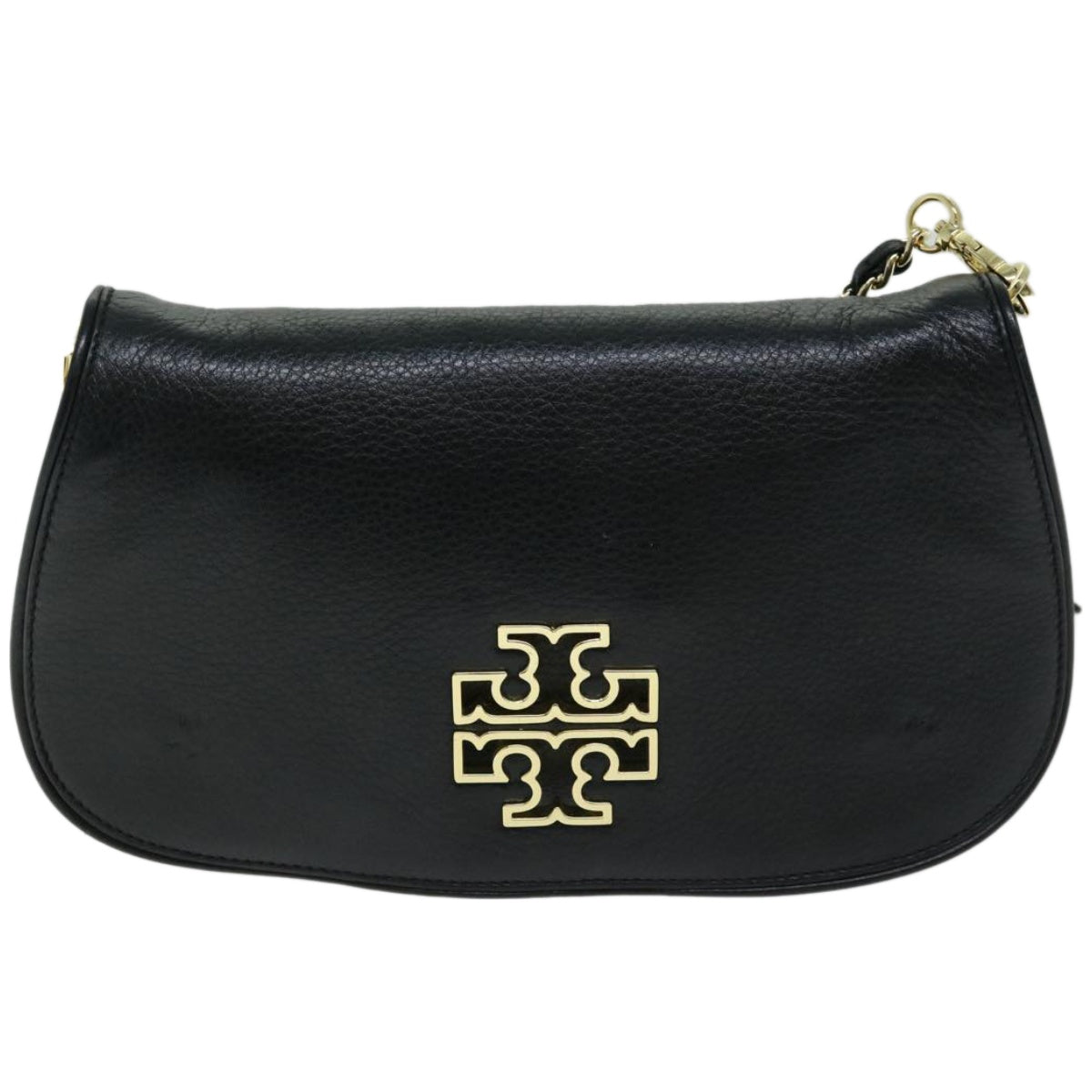 TORY BURCH Chain Shoulder Bag Leather Black Auth am5805