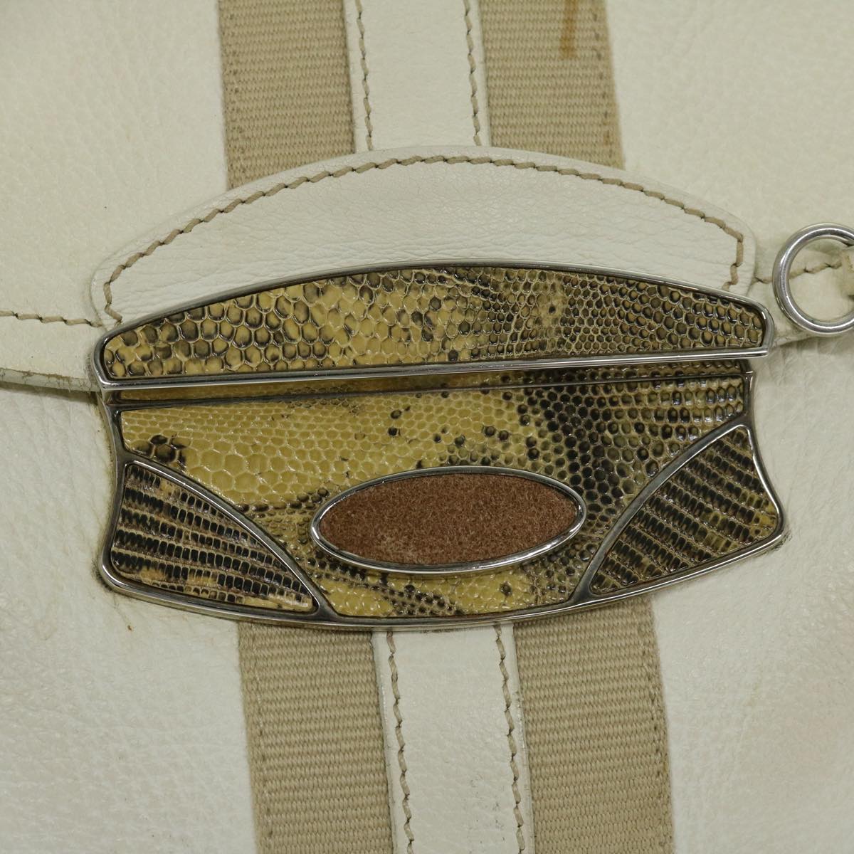 PRADA Shoulder Bag Leather White Auth am5809