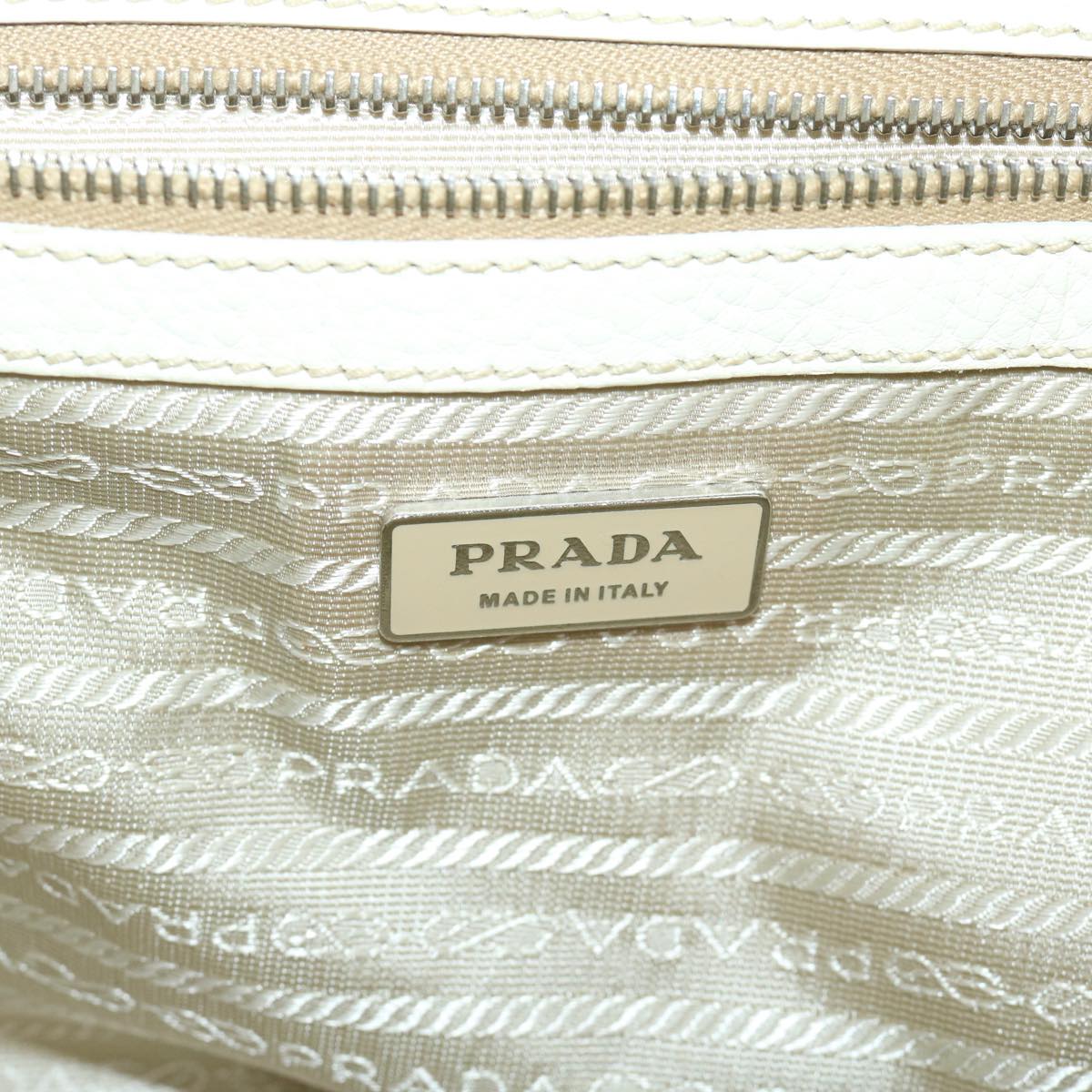 PRADA Shoulder Bag Leather White Auth am5809