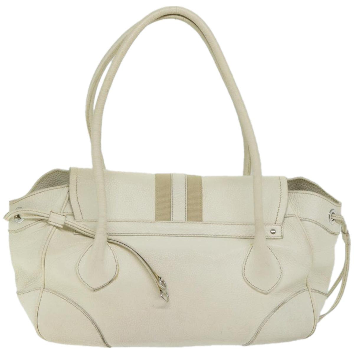 PRADA Shoulder Bag Leather White Auth am5809