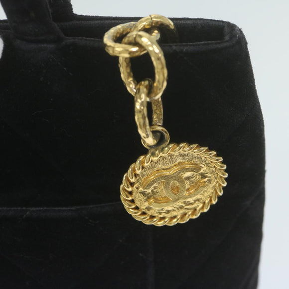 CHANEL Materasse Tote Bag Velor Standard Black CC Auth am5812