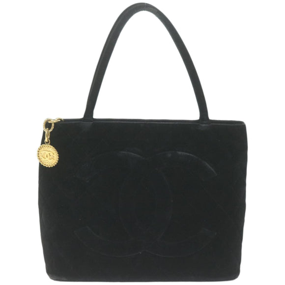 CHANEL Materasse Tote Bag Velor Standard Black CC Auth am5812