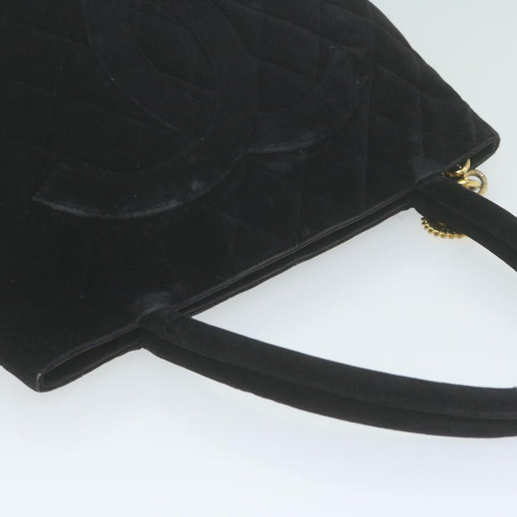 CHANEL Materasse Tote Bag Velor Standard Black CC Auth am5812