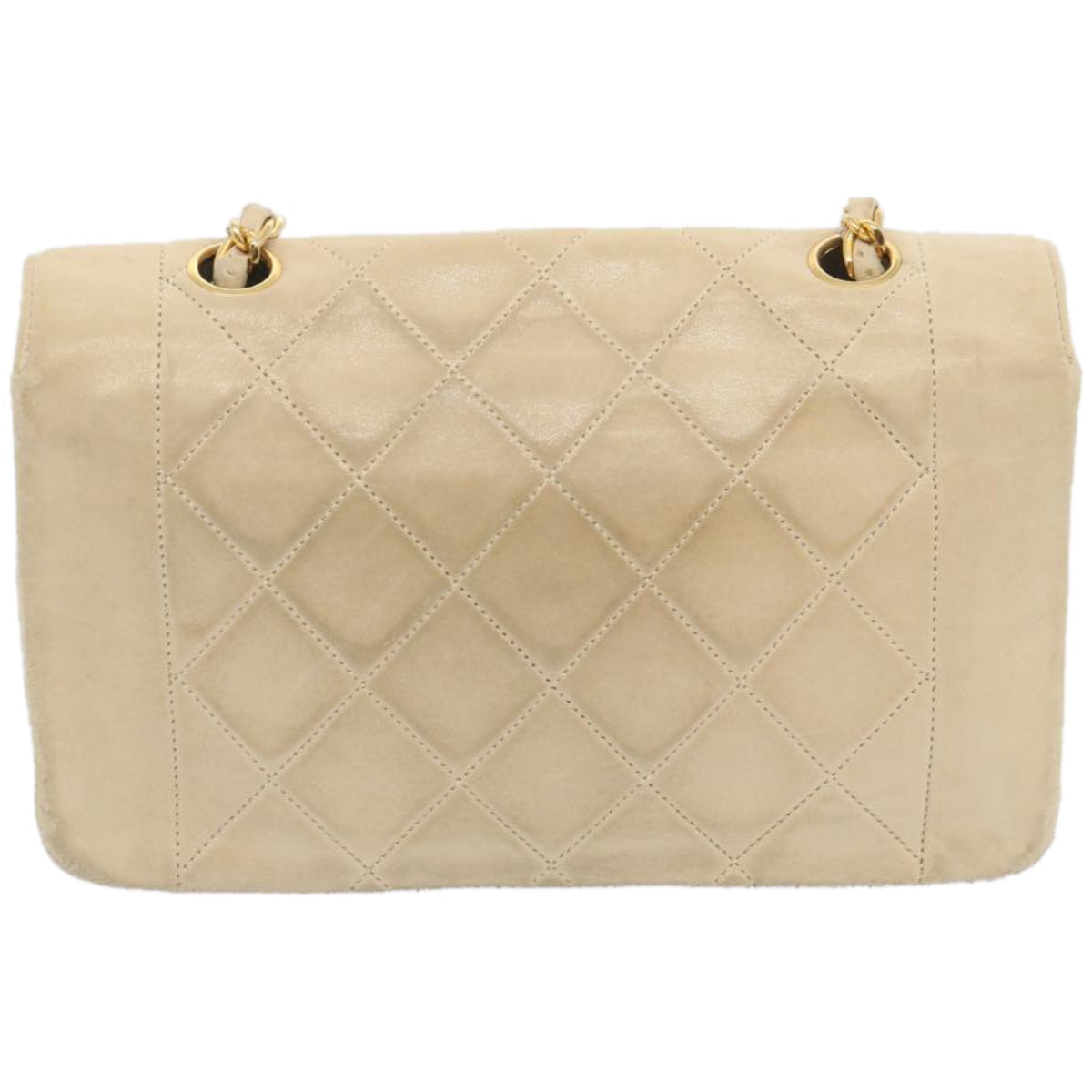 CHANEL Matelasse Chain Turn Lock Shoulder Bag Lamb Skin Beige CC Auth am5815