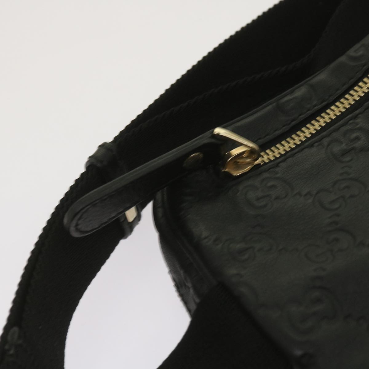 GUCCI GG Canvas Guccissima Waist bag Black 246417 Auth am5821