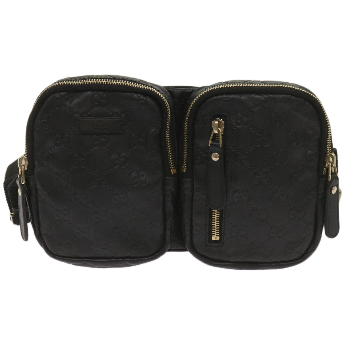 GUCCI GG Canvas Guccissima Waist bag Black 246417 Auth am5821