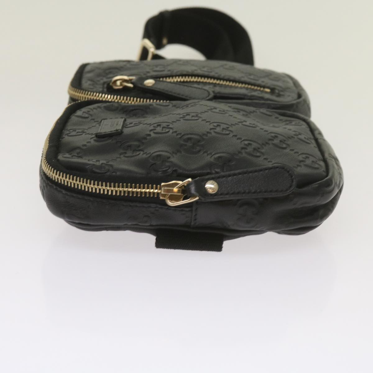 GUCCI GG Canvas Guccissima Waist bag Black 246417 Auth am5821