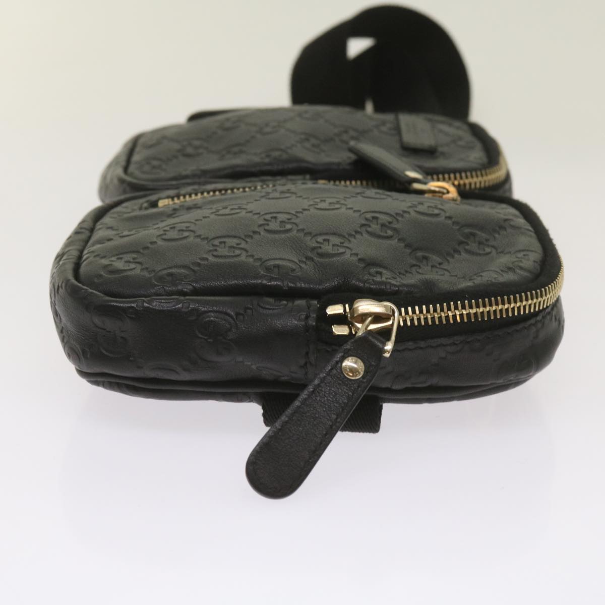 GUCCI GG Canvas Guccissima Waist bag Black 246417 Auth am5821