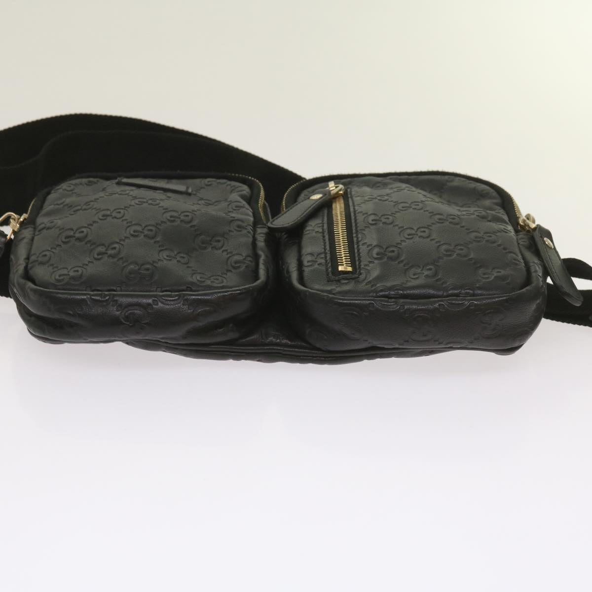 GUCCI GG Canvas Guccissima Waist bag Black 246417 Auth am5821