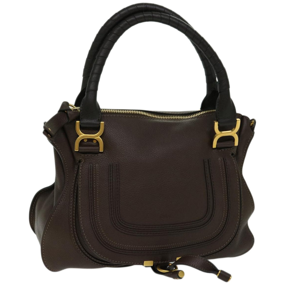 Chloe Mercy Hand Bag Leather 2way Brown Auth am5851