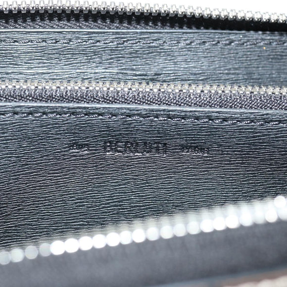 Berluti Calligraphy Long Wallet Leather Brown Auth am5861