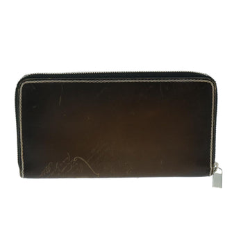 Berluti Calligraphy Long Wallet Leather Brown Auth am5861 - 0