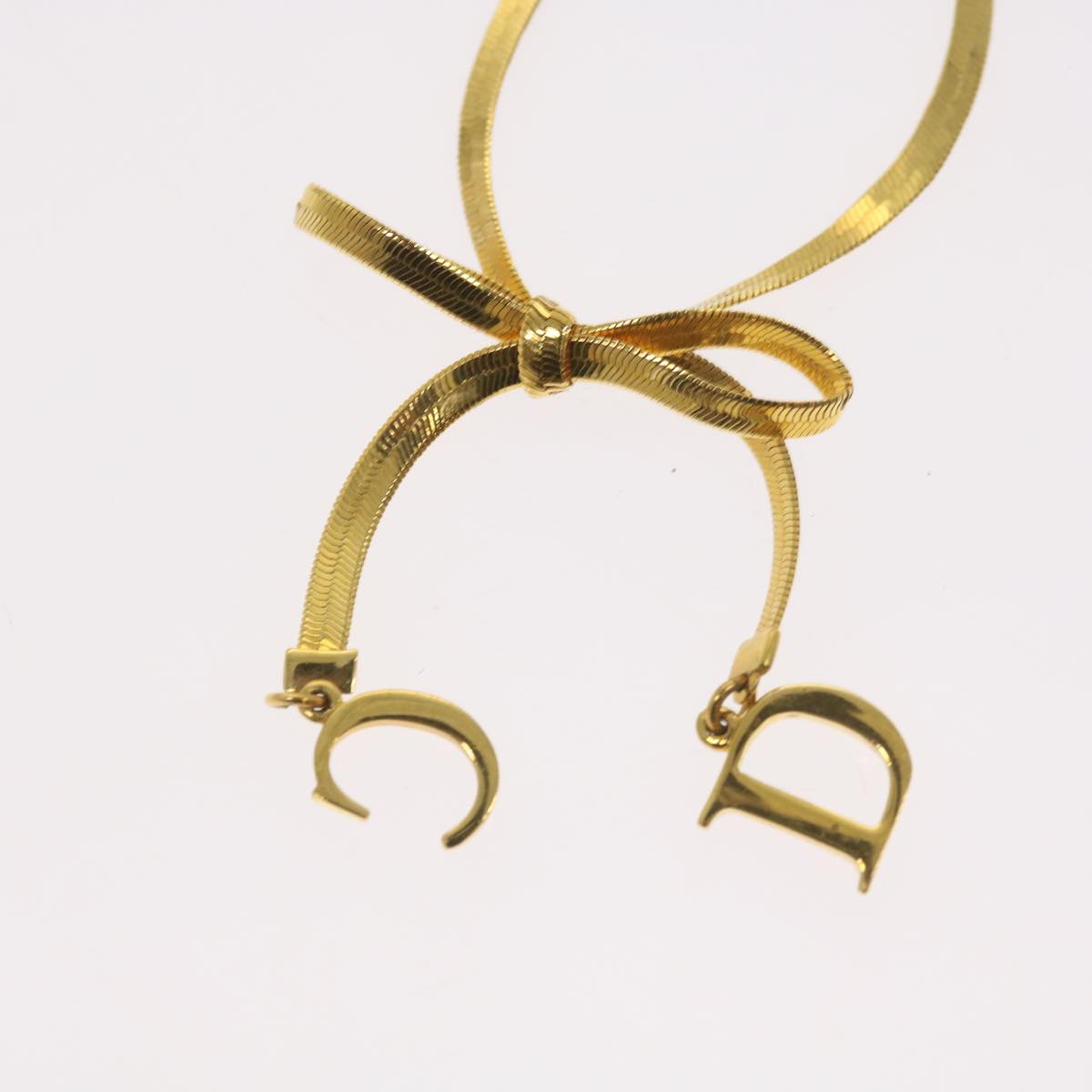 Christian Dior Ribbon Bracelet metal Gold Auth am5865