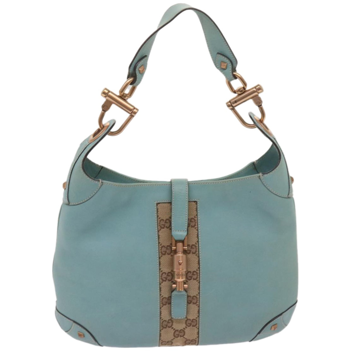 GUCCI Jackie GG Canvas Shoulder Bag Blue 120888 Auth am5869