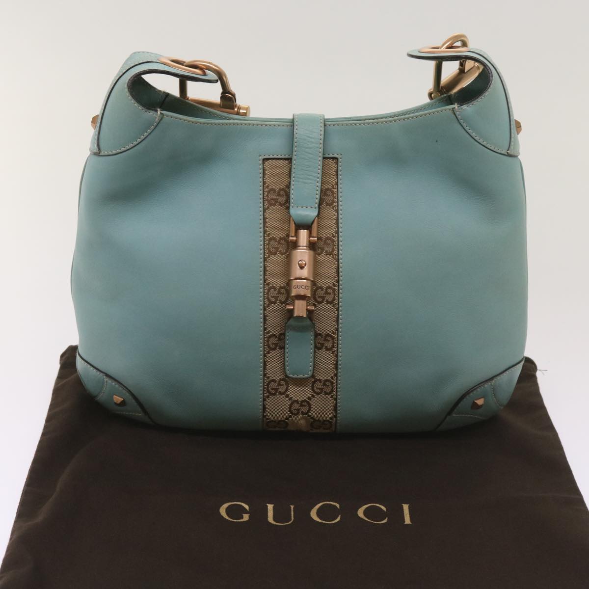 GUCCI Jackie GG Canvas Shoulder Bag Blue 120888 Auth am5869